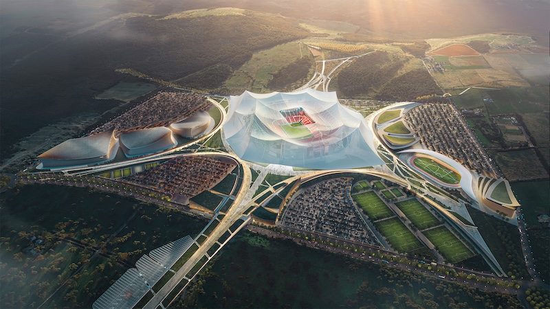 Architizer's tweet photo. #ProjectOfTheDay: Stade Hassan II — Casablanca Stadium by Populous and OUALALOU+CHOI
Stade Hassan II brings the scale of a 115,000-seat stadium beneath a dramatic aluminum lattice roof inspired by the Moroccan moussem. Elevated gardens sit 28 meters above the ground, creating pockets of greenery within the monumental structure.
📍Casablanca, Morocco #ArchitizerAwards
Details: https://t.co/KRDuahRK4Z