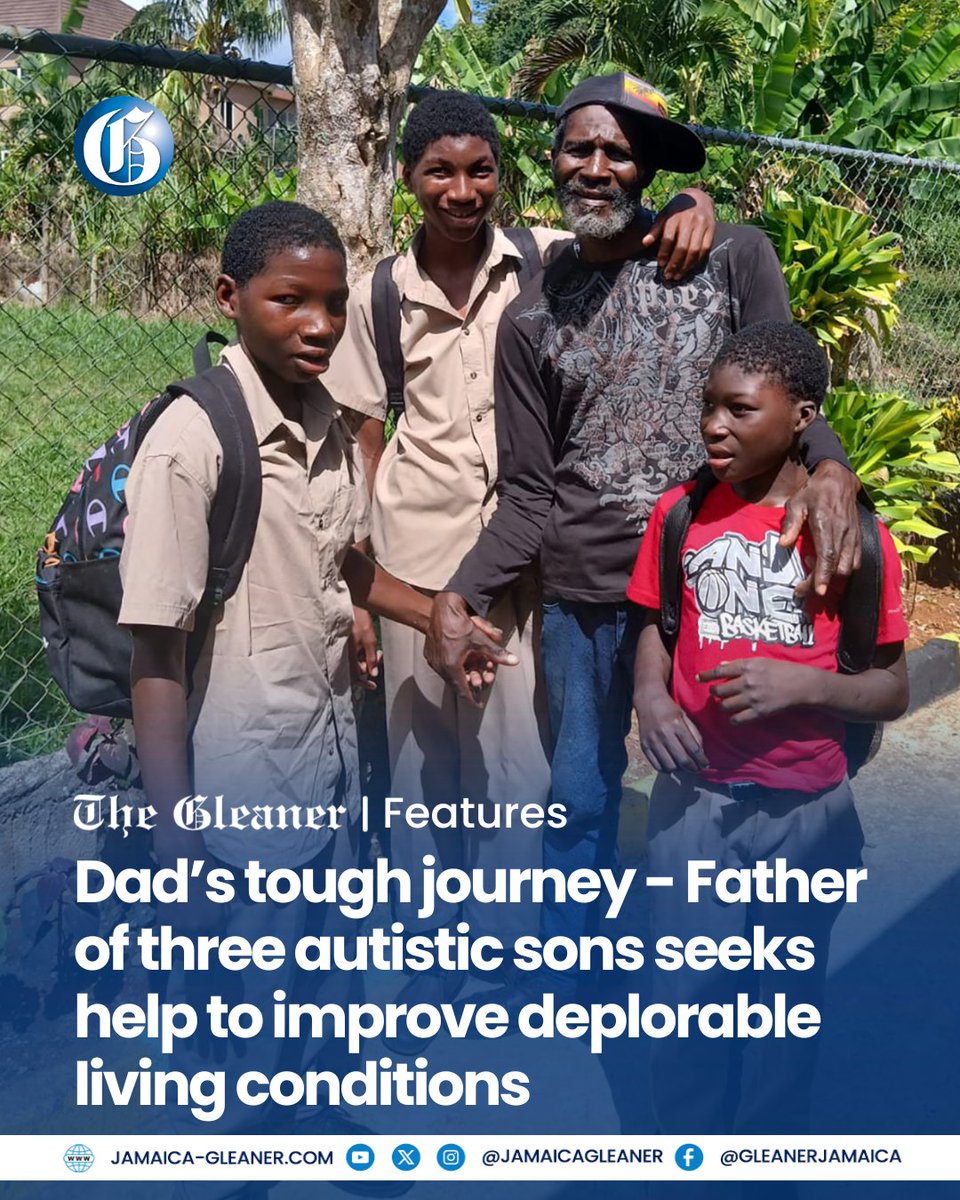 JamaicaGleaner's tweet photo. On weekday mornings, Delroy Britton can be seen walking his three sons to school through the town of Mandeville in Manchester. It takes them about an hour to travel from their home along Three Chains Road.

Read more: https://t.co/EYqj2Z9edj https://t.co/PGoHgCK2mE