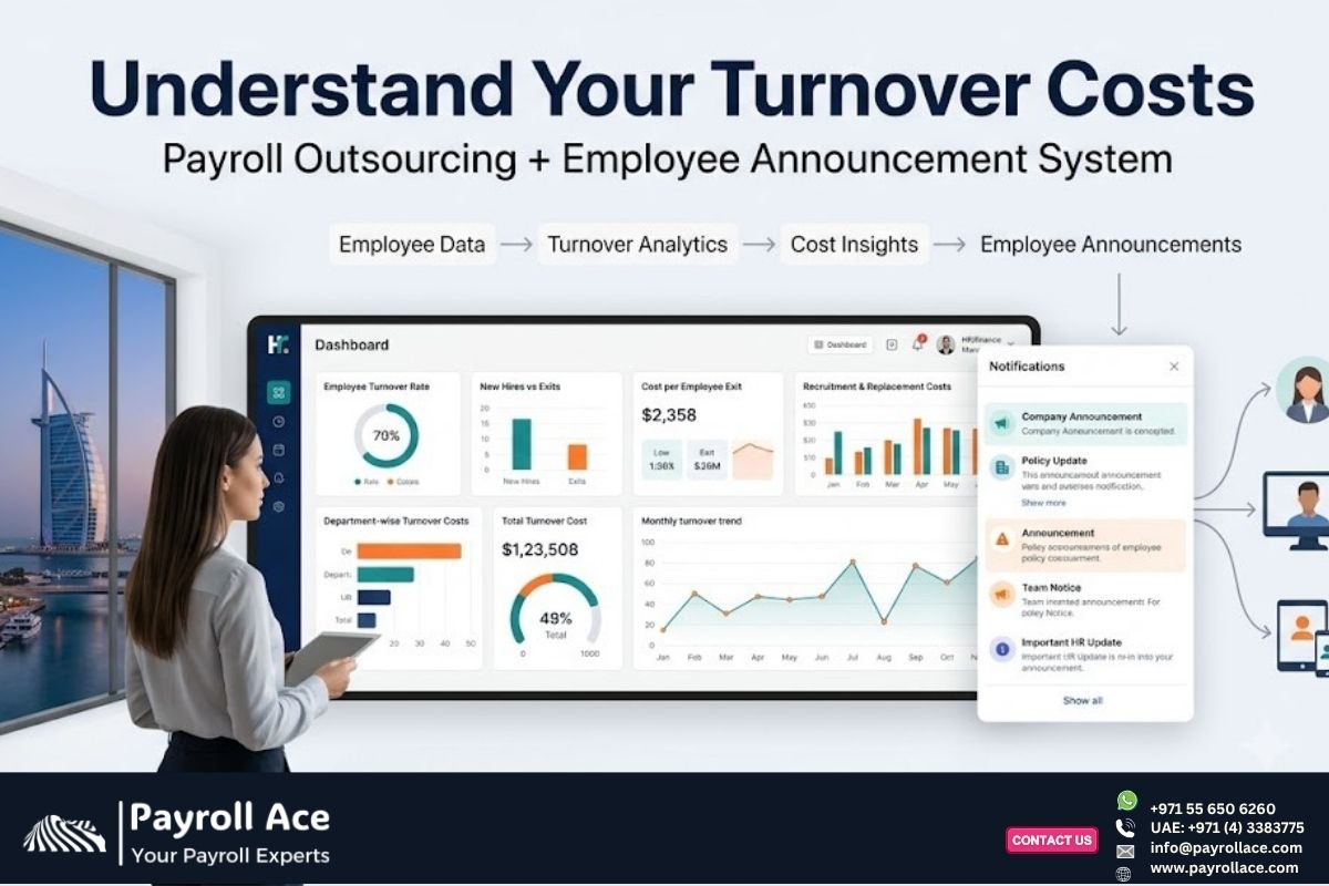 payrollaceworld's tweet photo. Unable to analyze turnover costs accurately? 📊 Our payroll outsourcing includes an employee announcement system included. 📢 #PayrollOutsourcing #WorkforceManagement #GCCBusiness https://t.co/wGqqBmrp1C