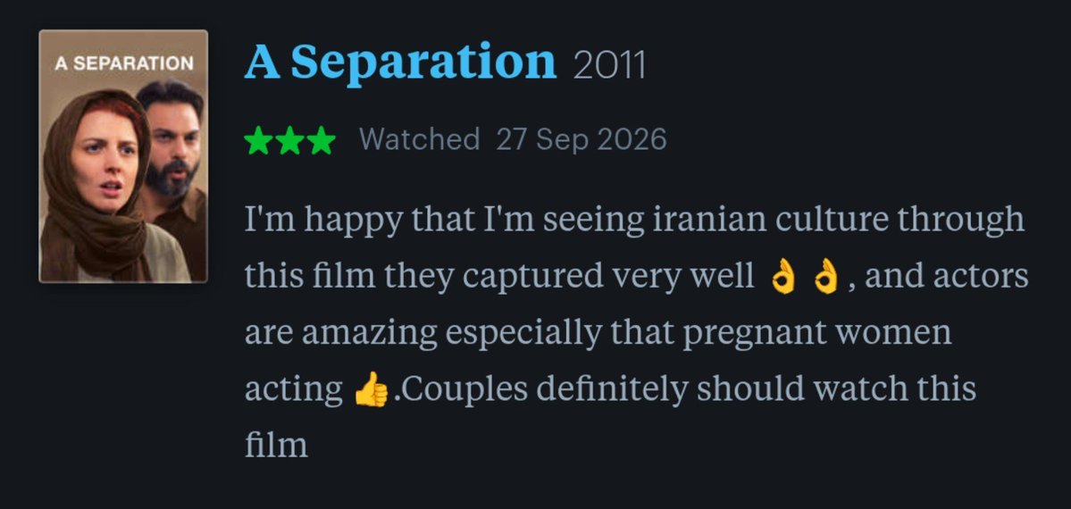 ThalaphathyMax's tweet photo. This movie made me want to watch more Iranian films 😊❤️
#ASeparation https://t.co/gvO9gcRQtk