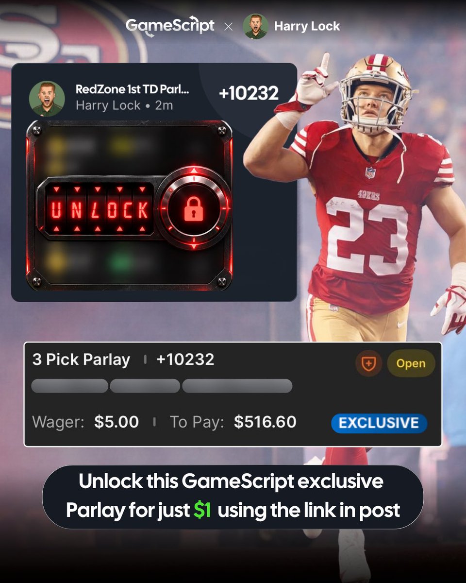 HarryLockPicks's tweet photo. $5 👉🏼 $516 on this VIP 1st TD Lay…

Unlock it for $1 🔗- https://t.co/4p57uMxu1G

I LOVE these guys to find the Endzone first in their respective games…

You’re going to regret missing out when this hits, and it’s just $1 to access now! 👀 https://t.co/NHn6A243c8