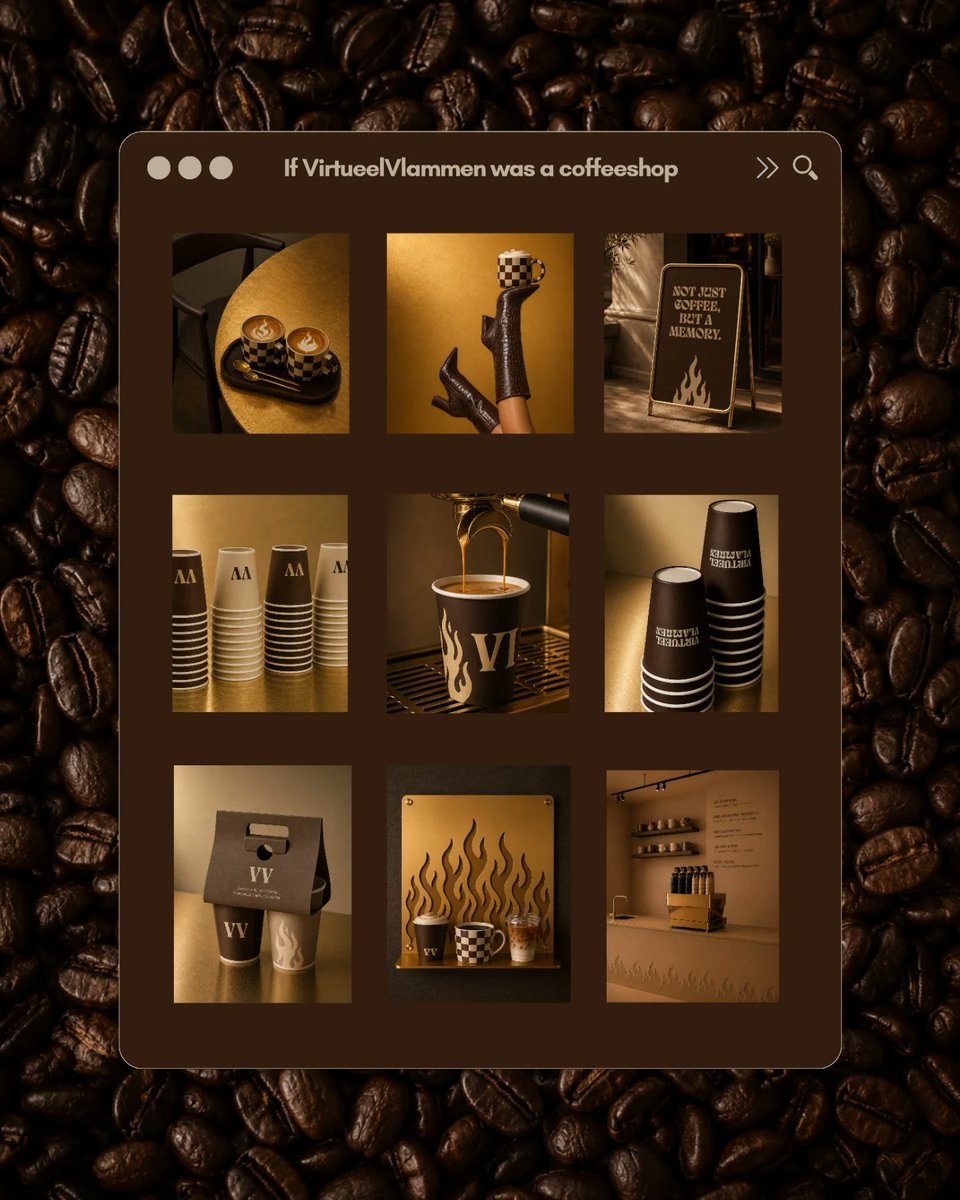 GermaineSyj6's tweet photo. POV: your brand finally feels like a world instead of “just content. ”

I thought: what if VirtueelVlammen weren’t a creative studio, but a trendy coffee shop? Not a standard café, but a place you feel the moment you walk in. Dark espresso tones, https://t.co/Y9d3yT7pGl
