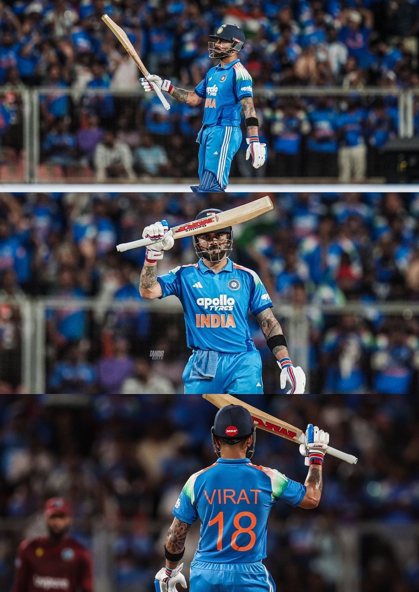 SBhardwaj2801's tweet photo. What an inning by one and only THE “Virat Kohli” ❤️

Century No. 55 in ODI and 86th in International 🥳

Bow down to king 🤴❤️❤️

#Viratkohli #IndvsWI #Rohitsharma #Shubmangill #BCCI #GautamGambhir https://t.co/rK1P2V9XEV