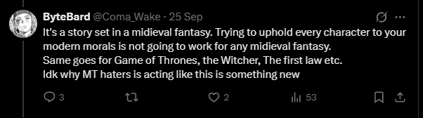 ztmalt's tweet photo. @Coma_Wake @NasgorBas1 @Gsgjahcke @Ossan_Anna Can’t even argue back, so you just start blocking people. Classic MT fan behavior. And now you’re pulling the "medieval fantasy" card, huh?

Why are you being such a hypocrite about the lolis in ReZero while at the same time being an MT fan and defending Rudeus? https://t.co/WbZvICXwmm