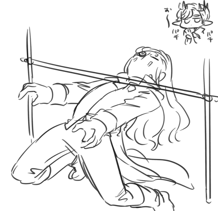 ohidmaple's tweet photo. 描くもの決まらなくてウダウダしてたらリンボーダンスをするリンボを描かされた　何でだよ https://t.co/scn7CEwVO8