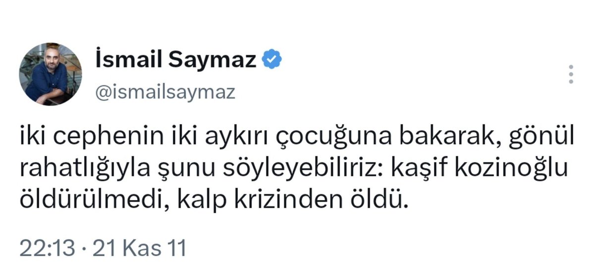 aysenazcimen14's tweet photo. Şimdi çıkıp diyorlar ya Kaşif Kozinoğlu'nu kim öldürdü?
Neden o zaman bu soruyu sormadınız acaba İsmail Saymaz?
İsmail Saymaz gibi devrin gazetecileri ,böyle kritik bir soruşturmada daha fazla konuşmasın bence. https://t.co/SCPBiWsH9n