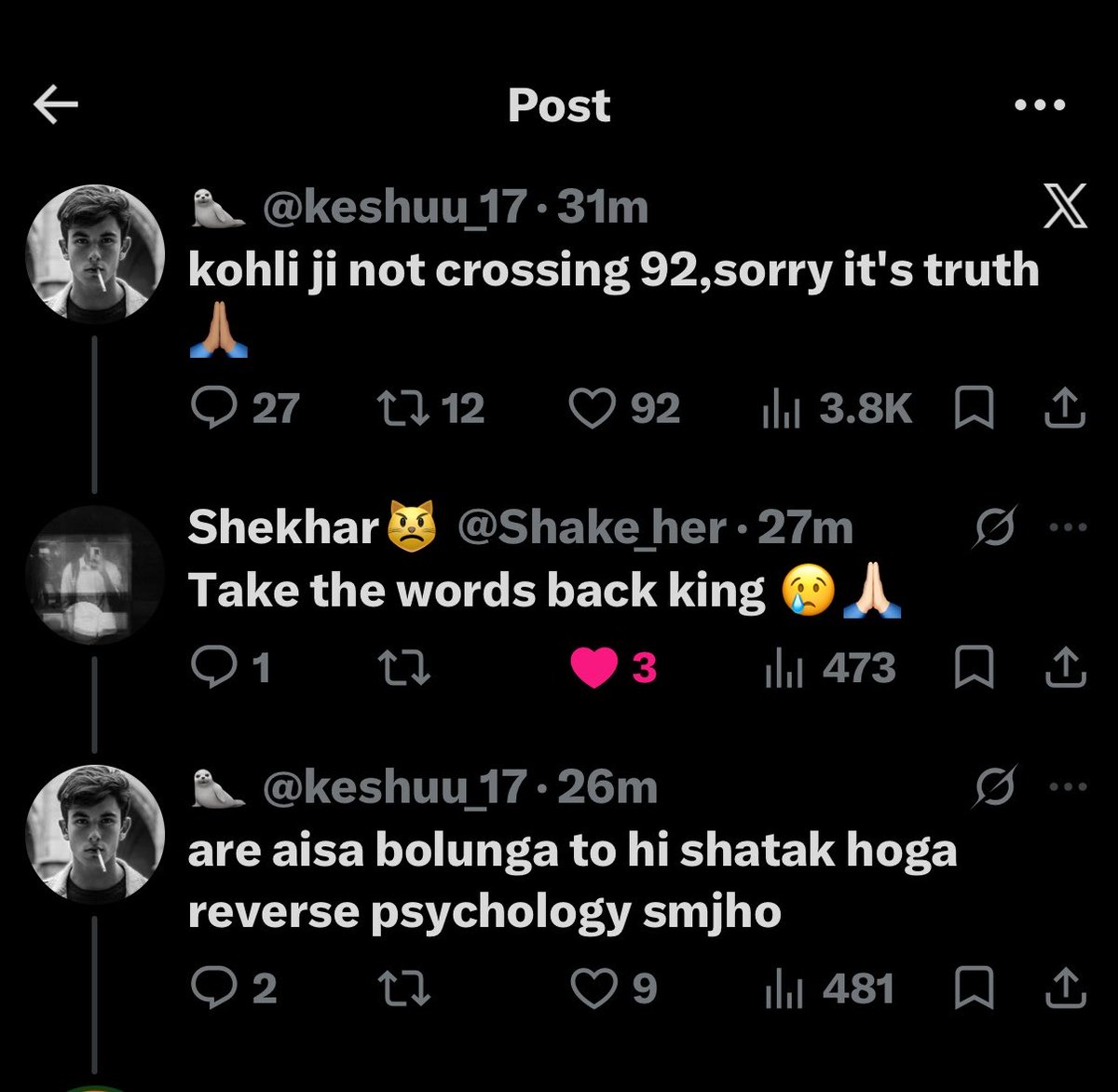 keshuu_17's tweet photo. this was my top strategy, kohli fans should respect me for helping them🤬 https://t.co/w8SnvqafpG