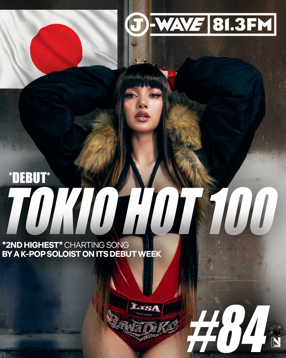 LISANATIONS_'s tweet photo. #LISA - SaWaDiKa debuts in the TOKIO HOT 100 of Japan’s  J-WAVE 🇯🇵 @ #84, 

making it the 2nd highest charting song by a K-soloist on its debut week.

@wearelloud https://t.co/bmV9hpcHuX