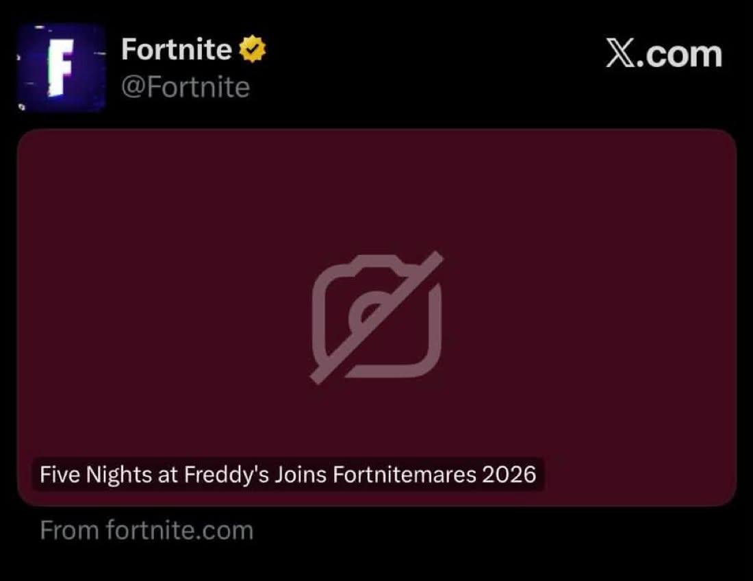 AlvesTailo's tweet photo. FNAF x FORTNITE OFICIALMENTE ANUNCIADO! 👀🔥

“Five Nights at Freddy’s chega ao Fortnitemares 2026” 🎃🐻 https://t.co/sTbWJ8KeNY