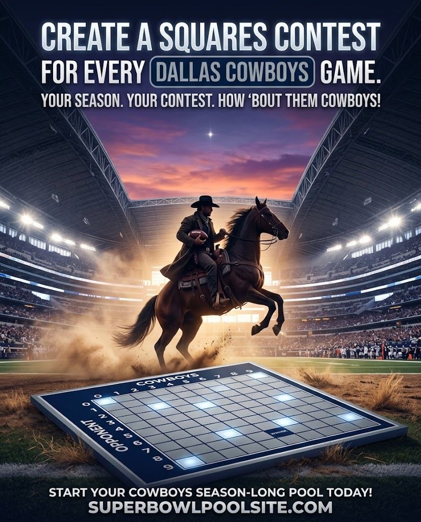 sbpsonline's tweet photo. Cowboys Nation, how about a pool that lasts all season? One squares grid, every Dallas game, winners every quarter. The opener is tomorrow, so get your board up and your squares claimed today.
https://t.co/guXFYawWpF
#CowboysNation #DallasCowboys https://t.co/knH9BUrvuO