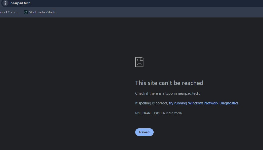 CryptoRod69's tweet photo. @nearpadtech Why website is down explain to us https://t.co/tFrs356Yye