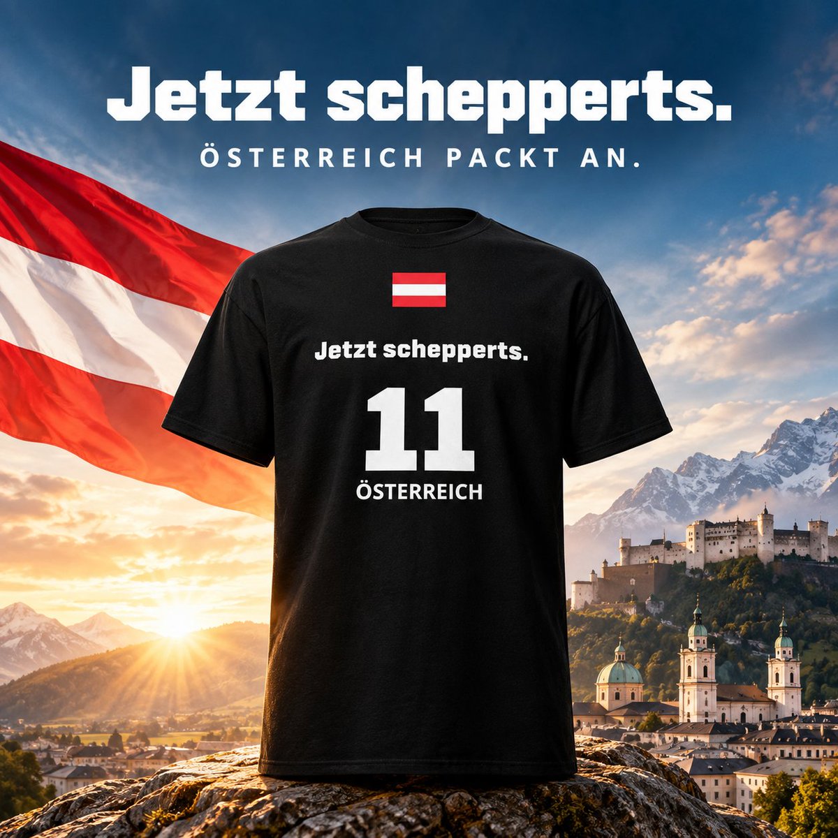 Yxaiio's tweet photo. Jetzt schepperts. Auf dem Platz. In den Köpfen. Im ganzen Land. Österreich packt an.
Dieses Shirt steht für mehr als Fußball. Für den Moment, in dem man sagt: Jetzt machen wir’s. Jetzt schepperts.
Das Shirt dazu kriegst du hier: https://t.co/hxyl0CNSMT
#yxaiio #breakfree https://t.co/WKwUeubk3v