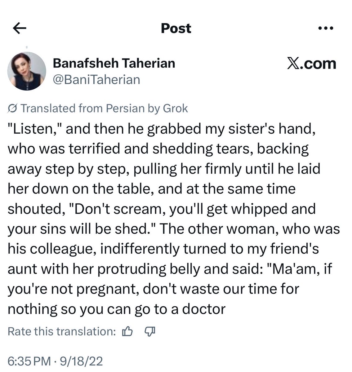 ppotatog1rl's tweet photo. This is an Iranian woman’s real experience btw https://t.co/YowACVKRwp