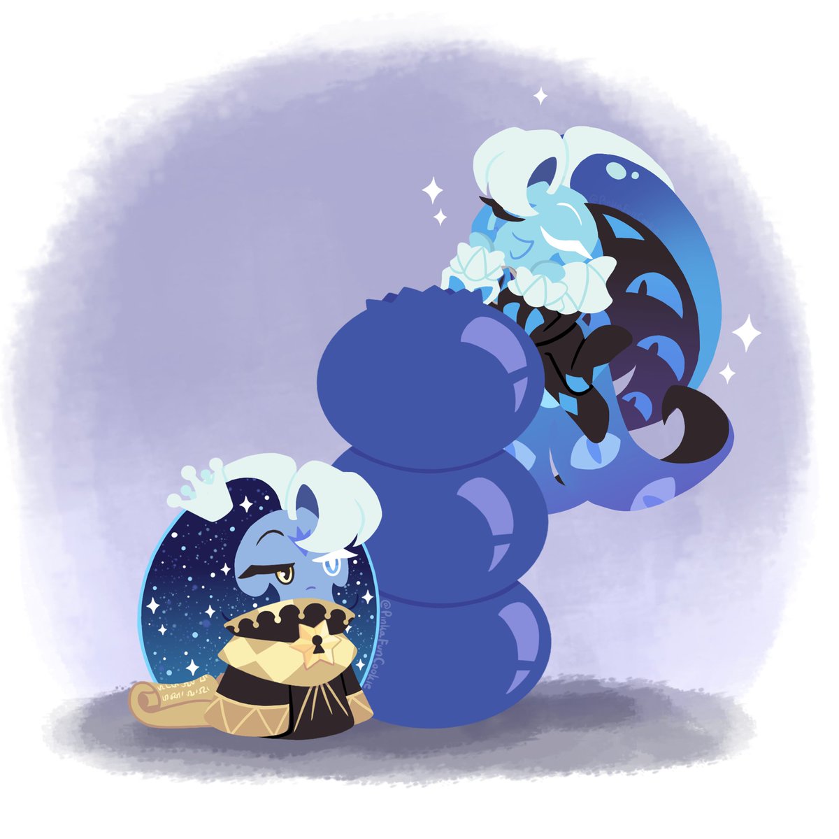 PinkaFunCookie's tweet photo. Fount is so done with that clown 
Sorry Fount, you will become him one day 

I'm posting both versions of this art, couldn't decide which one is better

Also...2K ALREADY?! THANK YOU SO MUCH!  

#crk #shadowmilkcookie #cookierunkindom https://t.co/tGsqm3gmUZ
