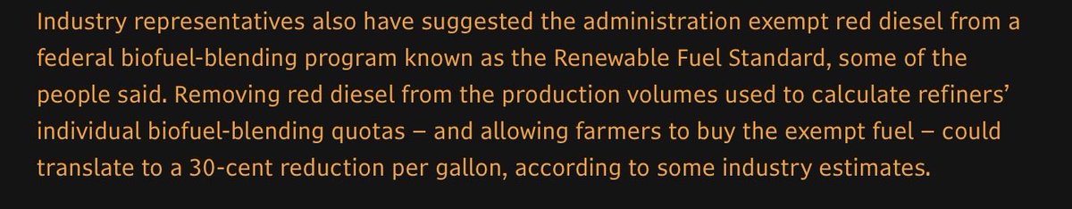 OilandGibbs's tweet photo. Let me get this straight.

Seeking to remove “dyed” diesel from the RVO in response to farmers who consume “dyed” diesel asking for lower prices…

…despite those same farmers benefiting from the demand for ag feedstocks created by the RVO? https://t.co/WZ0702Wr82