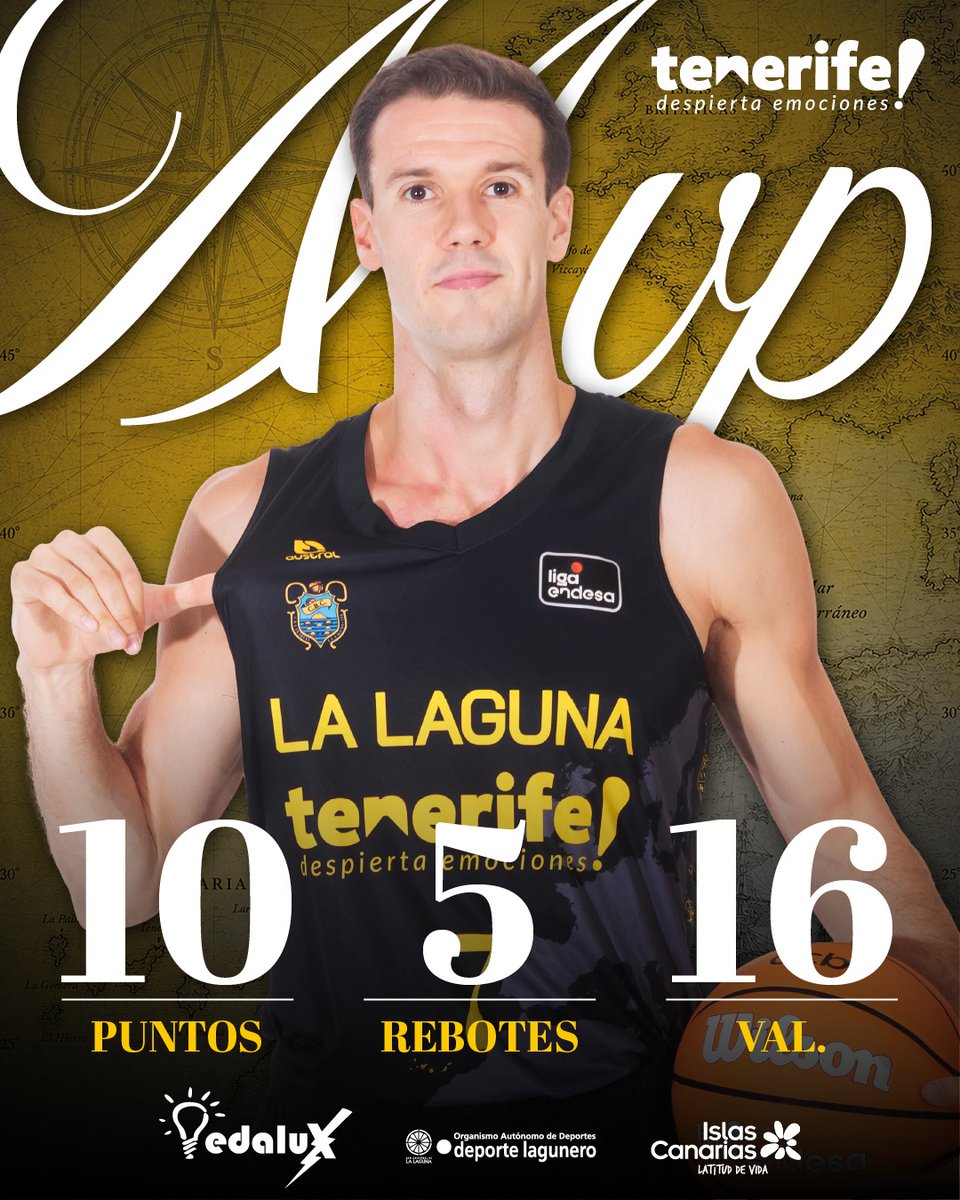 CB1939Canarias's tweet photo. 🏆 @Xabi6lopez, MVP aurinegro en el duelo de hoy 🆚 @casademontBZ 💛🖤

🤝 #Edalux https://t.co/lhdfgZU12g