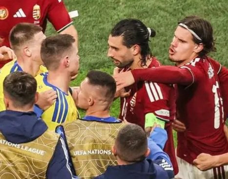 RKovesy's tweet photo. 🇭🇺The Hungarian players explain to the Ukrainians where the front line is.👊🏻 https://t.co/IY8CgevgEp