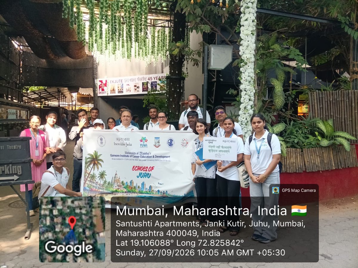 IndiatourismM's tweet photo. Celebrating #WorldTourismDay2026 with a Heritage Walk through Juhu! Indiatourism Mumbai supported GICED, University of Mumbai, in exploring Juhu’s rich cultural and architectural heritage with 20 participants.
#Indiatourism #Mumbai #Juhu #HeritageWalk #IncredibleIndia https://t.co/M1petE8O5u