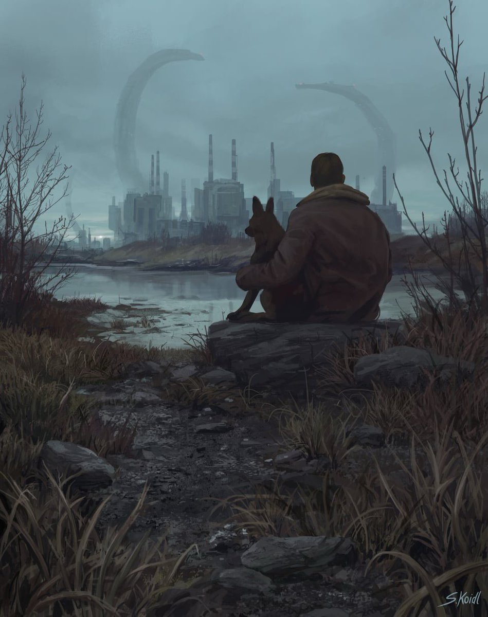 AJaxson12's tweet photo. I travel around the US a lot, and some times there will be fog or low cloud cover.  From the mist, I sometimes dee the blades of enormous windmills, and I get a glimpse of what something like this might actually be like. https://t.co/ryfeV0I8Mk