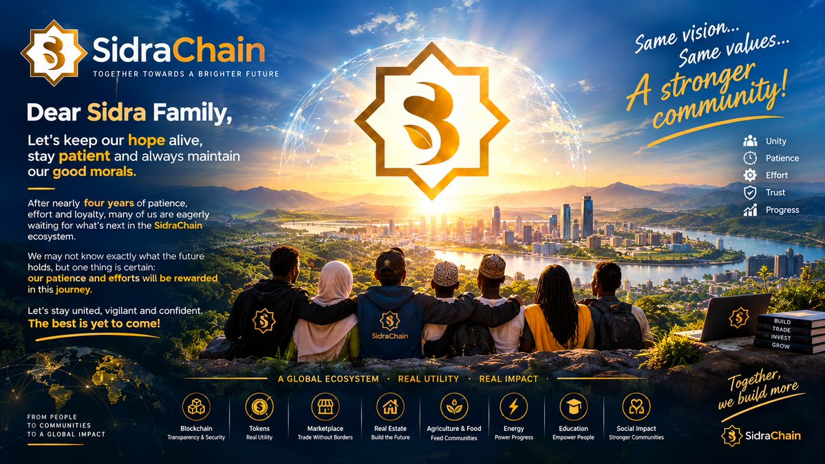 ValmOfficiels's tweet photo. Dear Sidra Family, keep hope alive, stay patient, and remain united.
After nearly four years of effort and loyalty, we look forward to the next chapter of the SidraChain ecosystem. 🌍🚀

@sidrachain @Sidrastart @Sidradex @sidraHolding
@ValmOfficiels @APB #SidraFamily #SDA #Web3 https://t.co/XqykBO9X7P