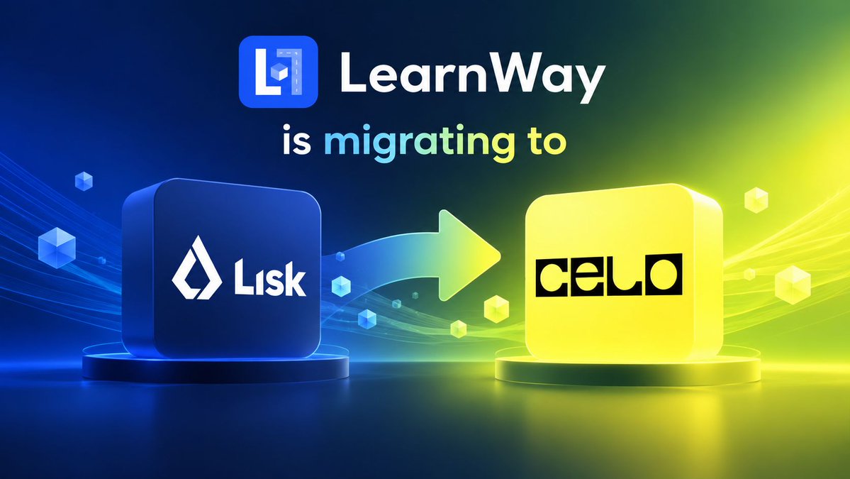 LearnwayApp's tweet photo. LearnWay is migrating to @Celo. 🌱

Following @Lisk  announcement that it will sunset the Lisk L2 network, we’ve made the decision to migrate LearnWay’s onchain infrastructure and digital assets to @Celo.

@Lisk has been an important part of LearnWay’s journey. Through the support of the Lisk team and @ayahq_ , including grant support, mentorship and belief in what we are building, we were able to bring blockchain-powered learning experiences to thousands of users and grow our onchain activity significantly.

We’re deeply grateful to the @Lisk  and @ayahq_  teams for supporting us throughout this chapter.

Our next chapter is on @Celo.

The migration will move LearnWay’s existing onchain infrastructure to Celo while maintaining the simple, mobile-first experience our learners are familiar with.

We’ll share the confirmed migration date, expected duration, and everything users need to know in a separate update.

Thank you to our community for continuing this journey with us. 💚