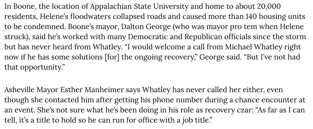 chriskromm's tweet photo. @facingsouth @thenation I also spoke with four mayors in western NC whose communities were hard-hit by Helene: Asheville, Boone, Canton, and Marshall.
When I asked whether Michael Whatley had reached out about Helene recovery, all four said no.
#Helene #TwoYears https://t.co/Jt45JWE0j0