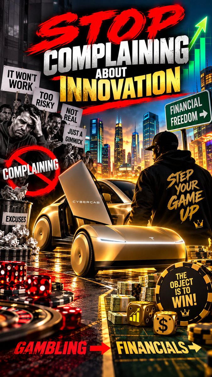 HamptonI57601's tweet photo. Stop complaining about innovation—study it. 🎯
The game is changing whether you’re ready or not. Cybercabs, AI, automation—the opportunity is understanding where the money is moving.
Step your game up. The object is to WIN.
🎰 ➡️ 📈 From Gambling to Financials.
#HamptonINT #GamblingToFinancials #Cybercab #Innovation #FinancialEducation