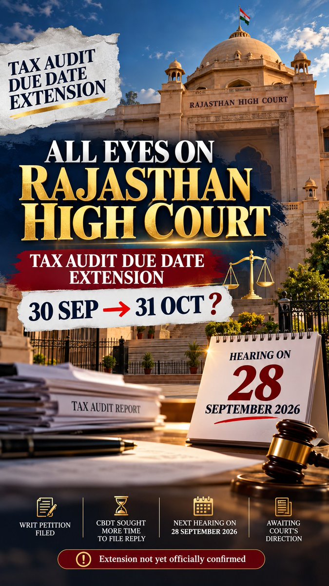 ManojPatidarCA's tweet photo. All Eyes on Rajasthan High Court #extendduedateimmediately #extendtaxauditdate #extend_due_dates_immediately #cbdt #incometax https://t.co/XGYacnMfLC