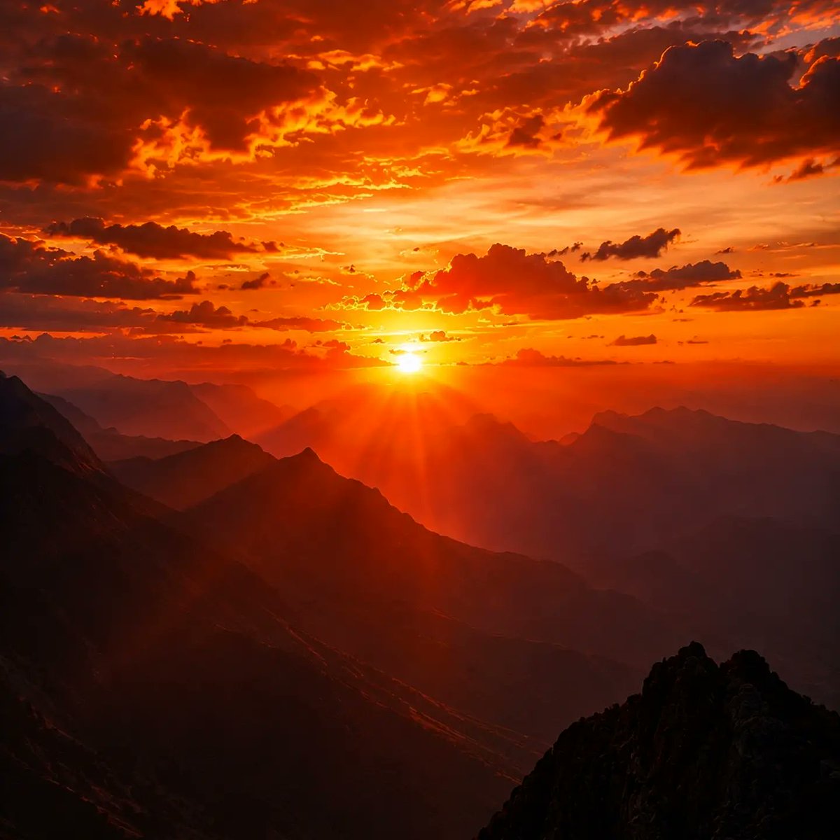 violetrobitgun's tweet photo. Where the sun meets the mountains, the sky becomes a masterpiece of fire, light, and endless possibility. Follow for more. https://t.co/Z2TOnSCksj