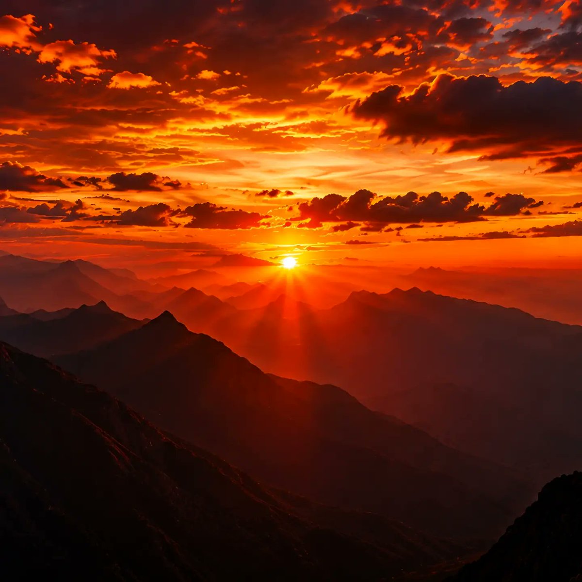 violetrobitgun's tweet photo. Where the sun meets the mountains, the sky becomes a masterpiece of fire, light, and endless possibility. Follow for more. https://t.co/Z2TOnSCksj