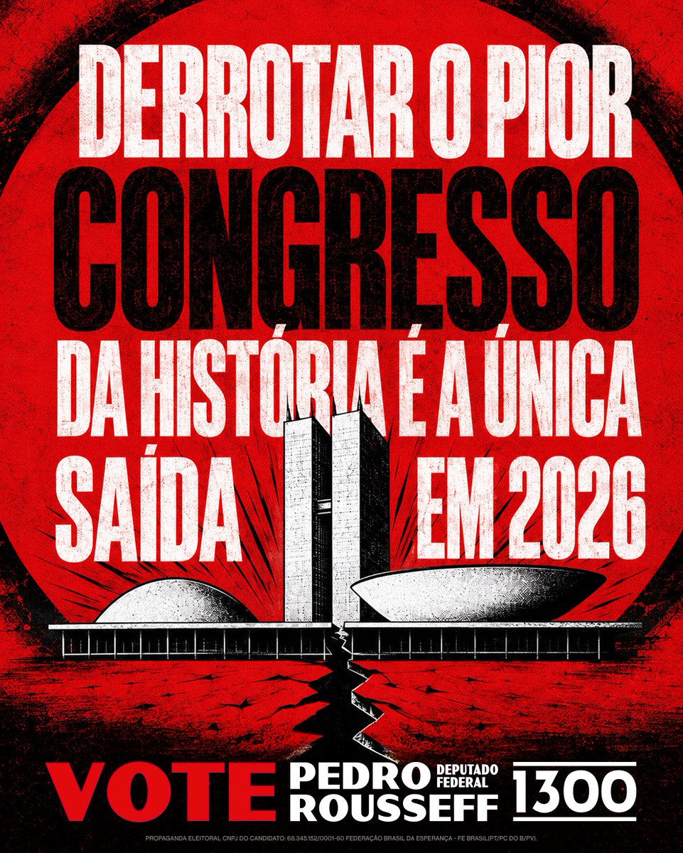 pedrorousseff's tweet photo. NOSSA MISSÃO É DERROTAR O PIOR CONGRESSO DA HISTÓRIA! POSSO CONTAR COM VOCÊ?!

VOTE PEDRO ROUSSEFF 1300 - DEPUTADO FEDERAL
POR MG! 🇧🇷✊🌟 https://t.co/QSeokuVo99
