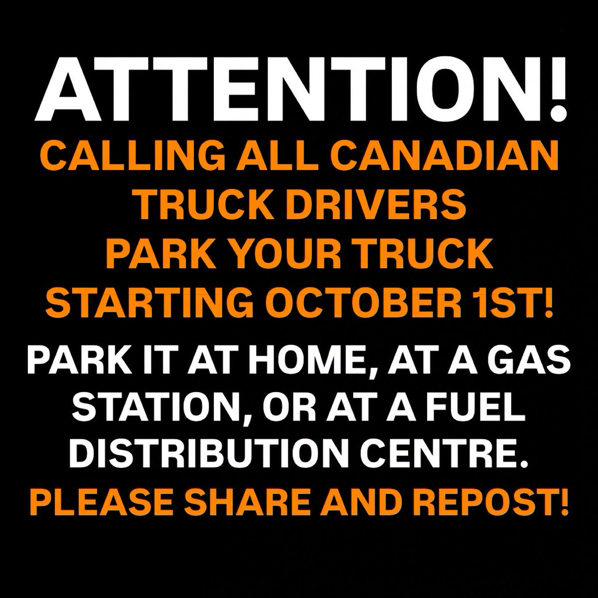 TruthFringe's tweet photo. Not just Truckers... EVERYONE!
SHUT CANADA DOWN!!!
@ChrisBarber1975 @The_RealPatKing
#Oct1Shutdown https://t.co/kCIM1sseSk