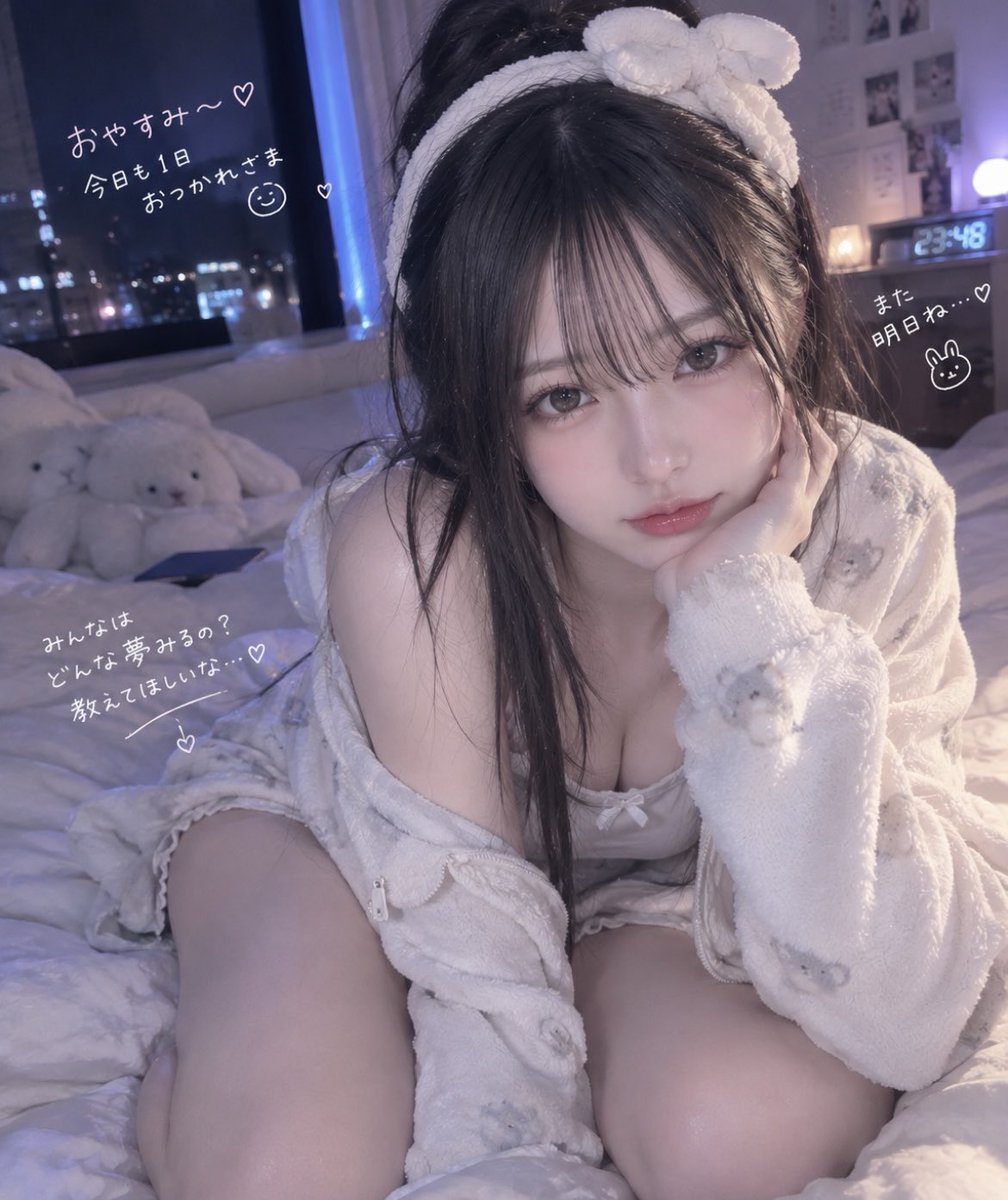 Motedou98p's tweet photo. 今日はいっぱい歩いたから、
夜はお家でゆっくり🌙

お風呂上がりにベッドでゴロゴロする時間が
いちばん幸せかもしれない…🫧

みんなは寝る前なにしてる？

① SNSを見る
② YouTubeを見る
③ 音楽を聴く
④ すぐ寝る😴

凛は①です🙈

#凛の日常 #AI女子 #AI美女 #alart https://t.co/LcjauhIfJN