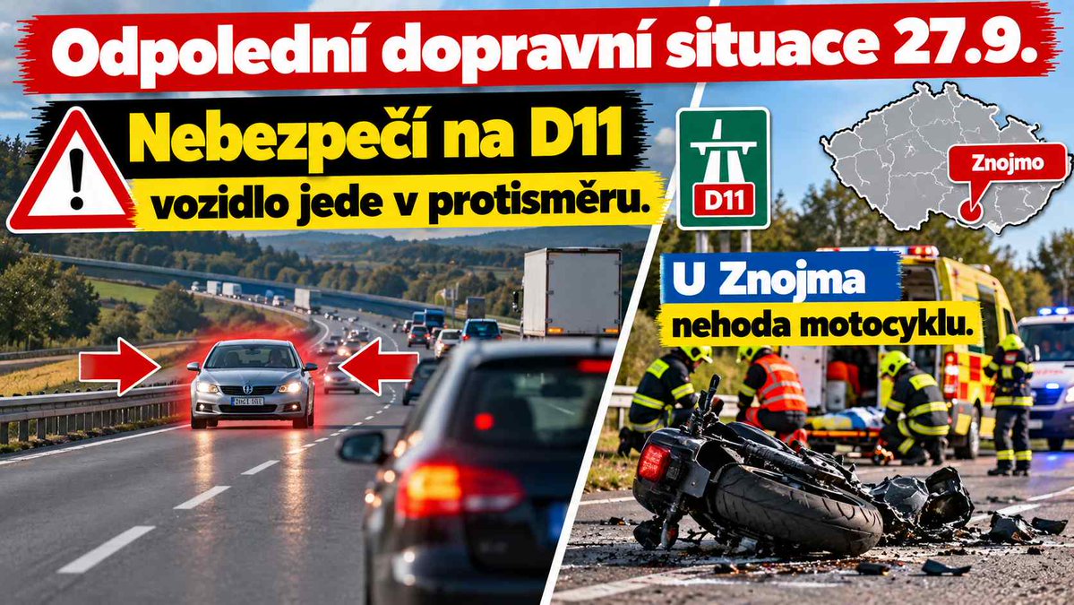 CzHasici's tweet photo. Odpolední dopravní situace: Pozor na vozidlo v protisměru na D11, u Znojma se střetlo auto s motocyk https://t.co/yxWQGF4QrT
🚗⚠️ Odpolední dopravní situace: Vozidlo v protisměru na D11, nehody v Praze a překážky na dálnicích 🚧 #Policie #Doprava #nehody #HasičiCZ https://t.co/BGGfPqFaVR