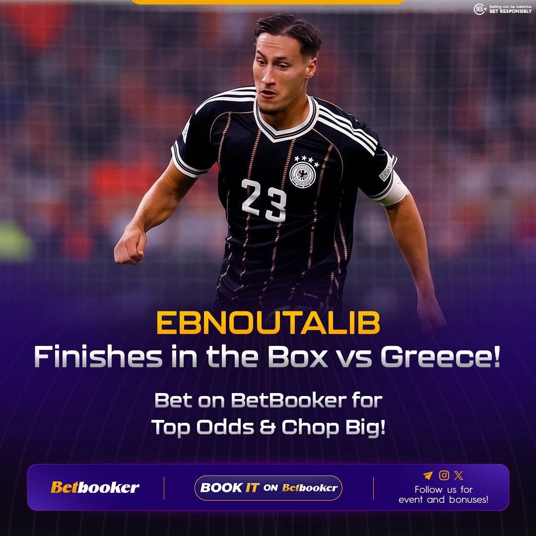 Betbooker's tweet photo. 🔥⚽ EBNOUTALIB TO FINISH IN THE BOX! 👀🥶

Will he get on the scoresheet against Greece?🔥

💰 Top Odds. Big Action. 

📲 BOOK IT on https://t.co/0vxMRQQpdO

🔞 18+ | Gamble responsibly.

#Betbooker #Ebnoutalib #Bhim #Shatta #AbuTrica https://t.co/C68Q0IPUL2