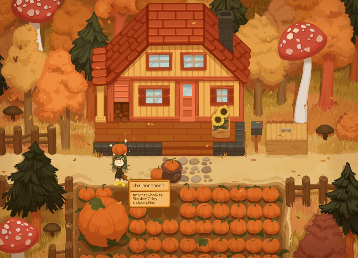 chaileeeeeeen's tweet photo. Pumpkin harvest in Stardew Valley for September #VGenChallenge https://t.co/gq5A6KIiRL