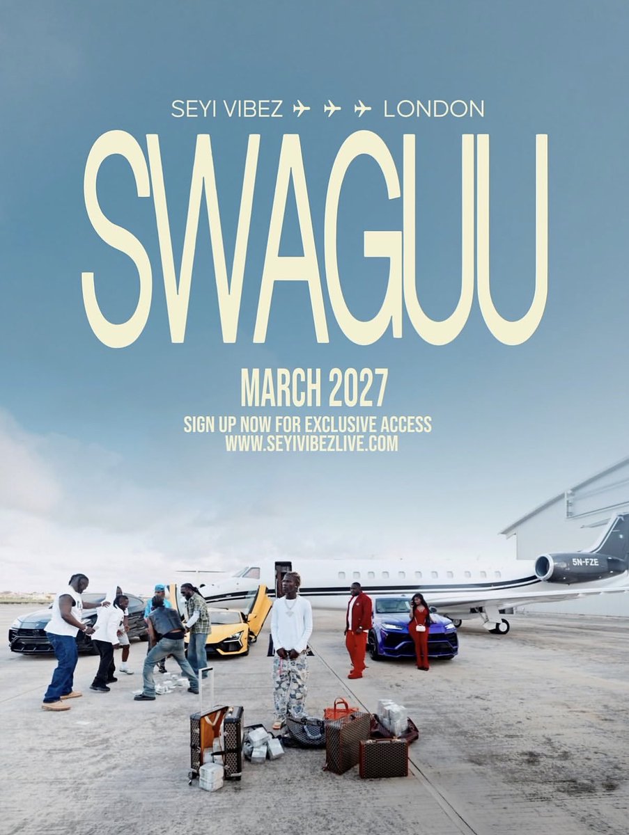 thedebuthub's tweet photo. 🚨 SEYI VIBEZ LIVE IN LONDON 🇬🇧🏟️

🗓️ MARCH 2027
🏟️ ❔

SWAGUU TOUR? 👀 https://t.co/1CwaN8SV8V