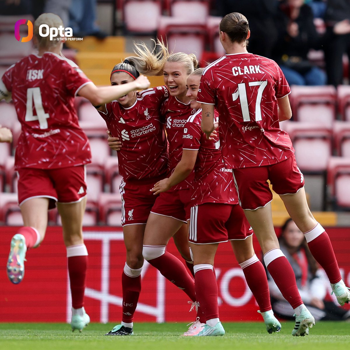 OptaJoe's tweet photo. 3:30 - Beata Olsson's opener for Liverpool - netted with the first shot of the match - is now the quickest ever WSL goal scored in the Merseyside Derby (3:30).
Rip-roaring. #OptaWSL https://t.co/PlC8wdnSih