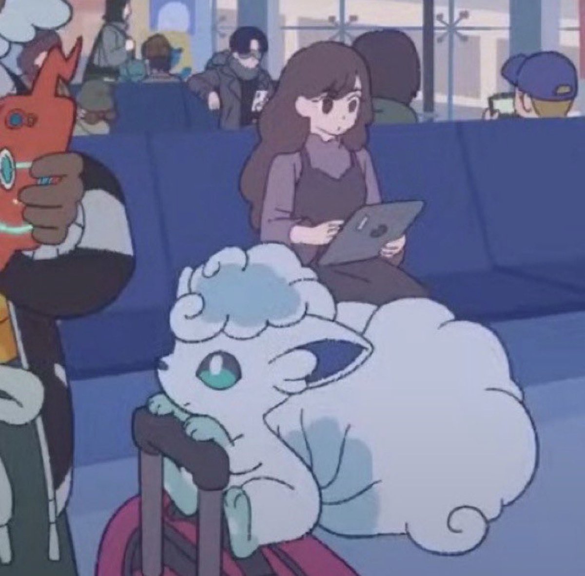 pokemon_twts's tweet photo. Vulpix sits on a suitcase https://t.co/gYIMRcV4Ss
