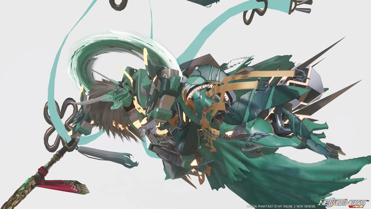 HgzWp6's tweet photo. #PSO2NGS #キャストはいいぞ
「🌀風神風キャスト🌬」
古より語られる風神の姿を再構築したキャスト。
🌬を操る《風輪》を携え、旋風の力を纏う。
頭部は竜のような装飾となっている。

久しぶりにアクラオヘッドォォォオギャ👶💦
やっぱり髪が装飾でついているヘッドパーツはいいね…
こういうパーツも増えてほしいね🔥