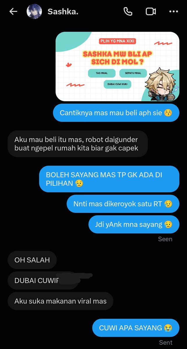 RTSutejo's tweet photo. syp yAnk ajarin my bojo kulo slah sbut nma mknan.x 😥

yAnk jwb dubai cuwi kuki +1500

yAnk jwb lain +500 aj https://t.co/OUEqzdmGSu