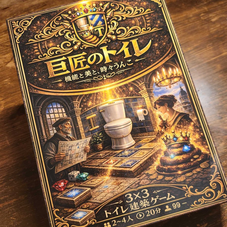YutaNagano_kobo's tweet photo. 🚽最大5つの当選チャンス！
しくじり工房プレゼントキャンペーン🎁

抽選で合計6名様に！
🚽『巨匠のトイレ』×1名
🎁Amazonギフトカード1,000円分×5名

@YutaNagano_kobo をフォローして、
このポストにいいね／リポスト／引用RP／リプライ！
いずれか1つから参加OK！
初日のリプライ（返信）には追加チャンスも✨

📅応募期間
2026年9月30日（水）～10月4日（日）

⏰締切：10月4日（日）23:00

#ゲームマーケット2026秋
しくじり工房【両日-D052】
新作『盆栽の人生』も発売🌳

応募方法・賞品の受け取り条件はコメント欄へ👇