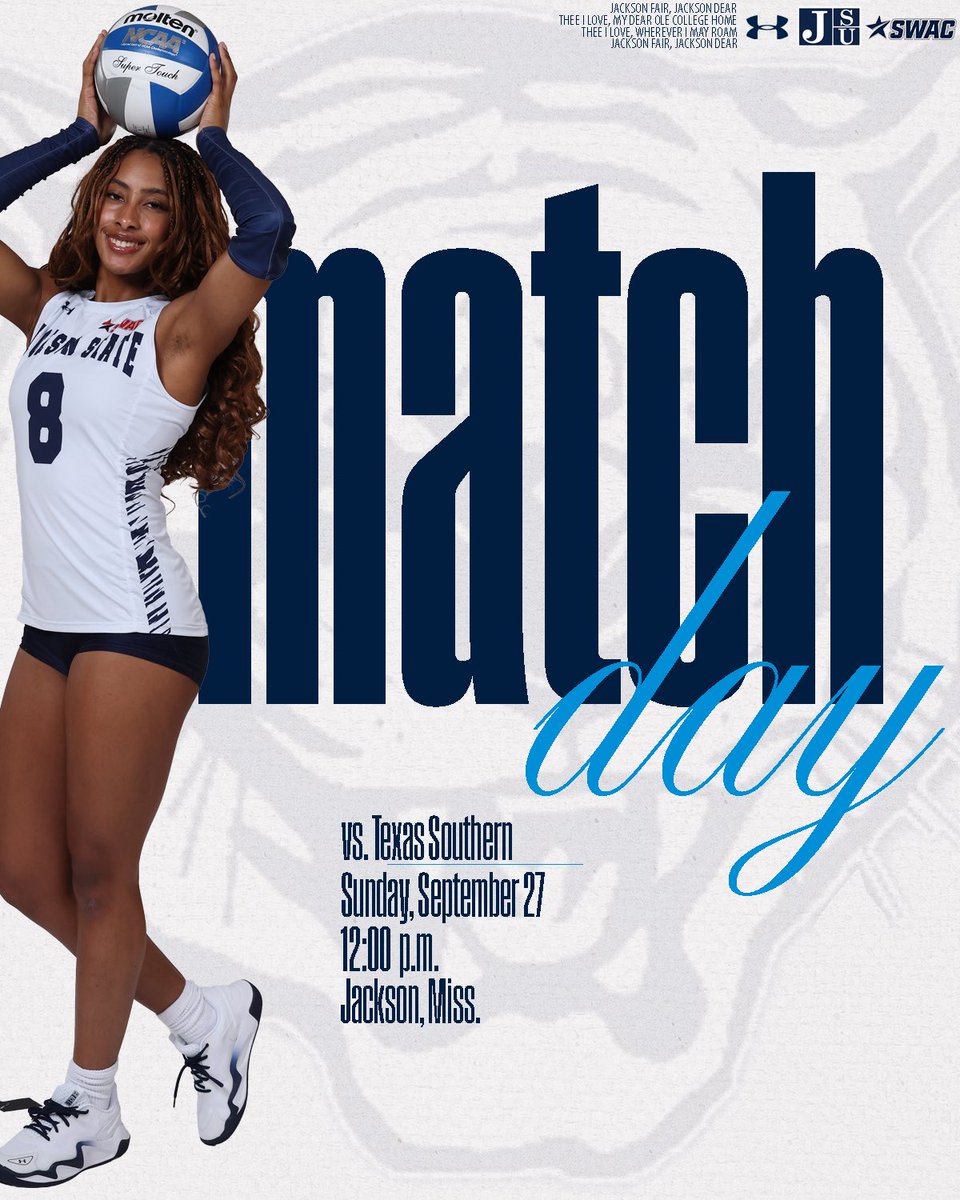 GoJSUTigersSOC's tweet photo. 🏐MATCH DAY🏐

🆚: Texas Southern 
📍: Jackson, MS
🏟️: Lee E. Williams AAC
⏰: 12 pm 
📊: https://t.co/kf9UMf5dMR
💻: https://t.co/mKwevT3Ljy

#THEEiLove | #GoJSUTigersVB🐅 https://t.co/FE1LGIUC5c