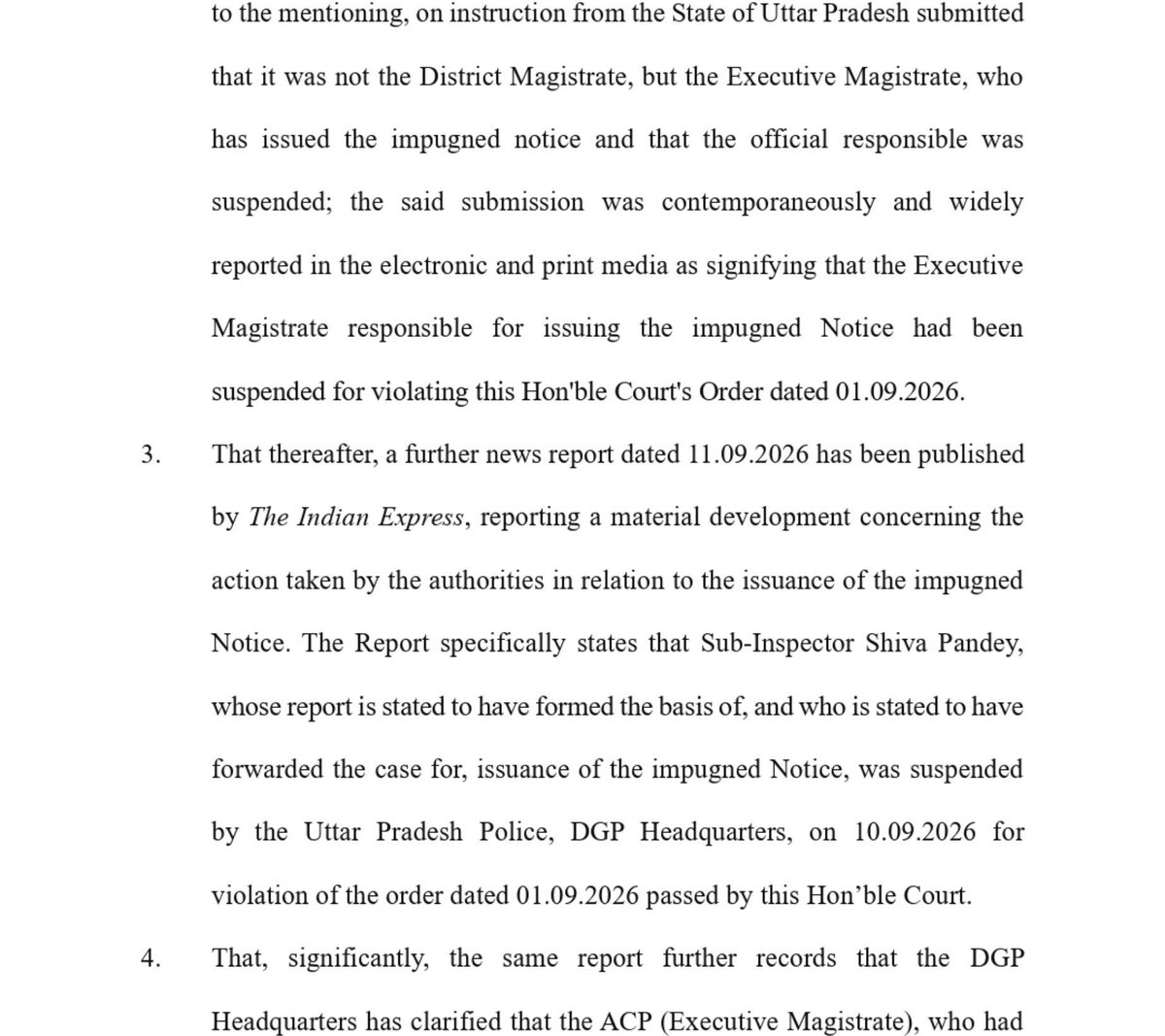 barandbench's tweet photo. #BREAKING Law student Akshat Tripathi alleges that Supreme Court was misled by Uttar Pradesh government over the action taken on the Rs 5 lakh bond notice issued to him for the Cockroach Janta Party protest.

SG Tushar Mehta appearing for UP Government had told the Court on September 10 that the official responsible was suspended. But as per UP DGP HQ, only Sub-Inspector Shiva Pandey, who forwarded the case, was suspended. The ACP (Executive Magistrate) who issued the notice was not.

Tripathi has placed an Indian Express report on the same before the Court