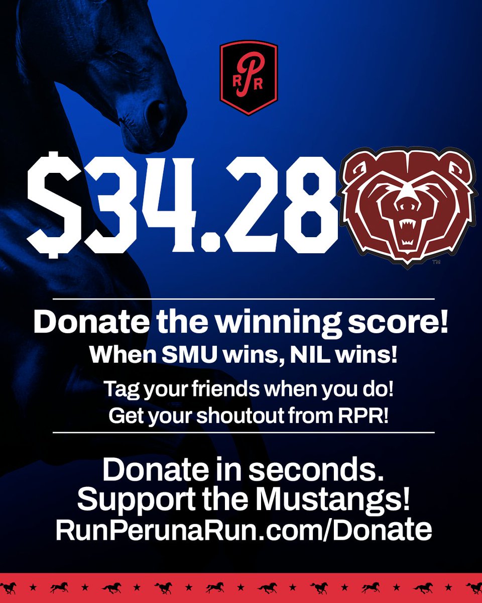 RunPerunaRun's tweet photo. When SMU wins, NIL wins!
Make your impact on next year's roster TODAY and support NIL.
https://t.co/80qL8kpDeQ https://t.co/s1k5JaCcax