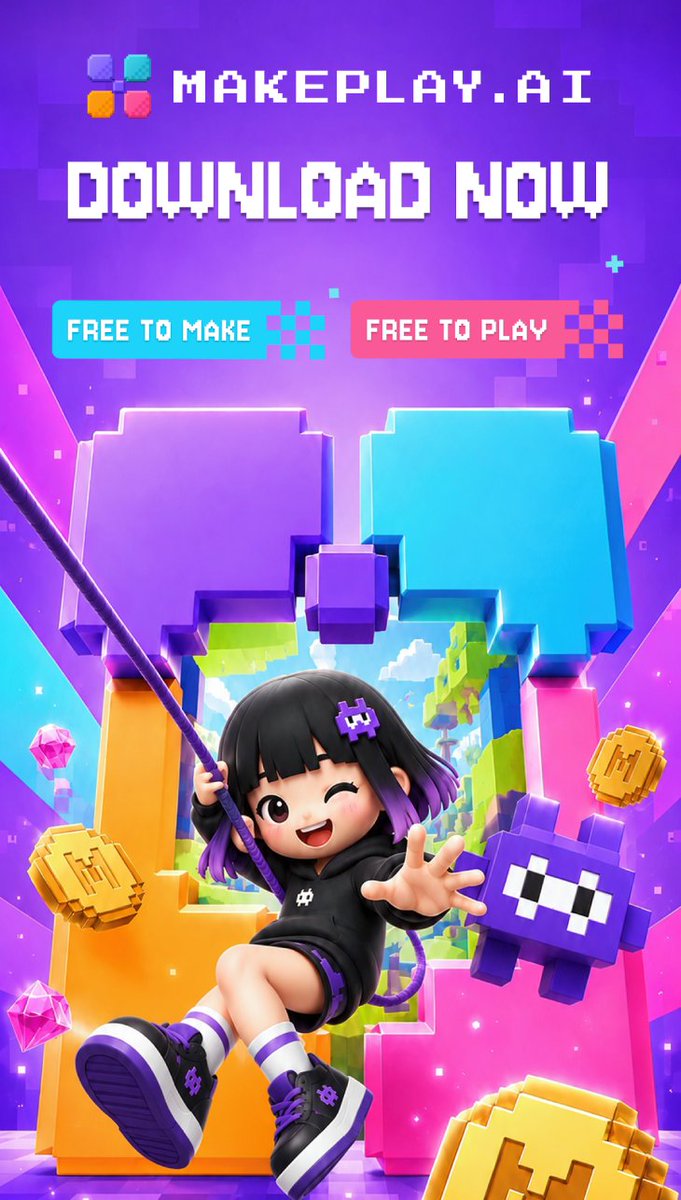makeplayai's tweet photo. 𝐓𝐚-𝐝𝐚!  https://t.co/3dhngBHGY2 𝐢𝐬 𝐧𝐨𝐰 𝐥𝐢𝐯𝐞 𝐨𝐧 𝐭𝐡𝐞 𝐀𝐩𝐩 𝐒𝐭𝐨𝐫𝐞 𝐢𝐧 𝐉𝐚𝐩𝐚𝐧 𝐚𝐧𝐝 𝐭𝐡𝐞 𝐔𝐒!

No coding needed. Everyone's a game director.
Download now: https://t.co/AcNHbk8oWT

𝐅𝐨𝐫 𝐍𝐞𝐰 𝐃𝐢𝐫𝐞𝐜𝐭𝐨𝐫𝐬: Open the app and direct your first game with a single prompt. Art, music and levels will be prepared for you. Free to play, free to make.

𝐅𝐨𝐫 𝐄𝐱𝐢𝐬𝐭𝐢𝐧𝐠 𝐃𝐢𝐫𝐞𝐜𝐭𝐨𝐫𝐬: Download and link your account to get first-time login bonus and Cross-Platform Pioneer badge. Now you can check in on our official website, then check in again in the app to unlock dual login coins. 

𝐅𝐨𝐫 𝐀𝐥𝐥 𝐃𝐢𝐫𝐞𝐜𝐭𝐨𝐫𝐬: Like, comment and repost this post for a chance to win⬇️
🎁¥15,000 / $100 App Store or Google Play gift card (or equivalent value) for 1 Director
🎮1 game slot each for 20 Directors

The giveaway is valid until October 9th.
Prizewinners will be notified around middle of October. 

More is cooking! Follow us, keep directing and keep sharing. More surprises are awaiting! 

#MakePlayAI #MadewithMakePlay #GameDev