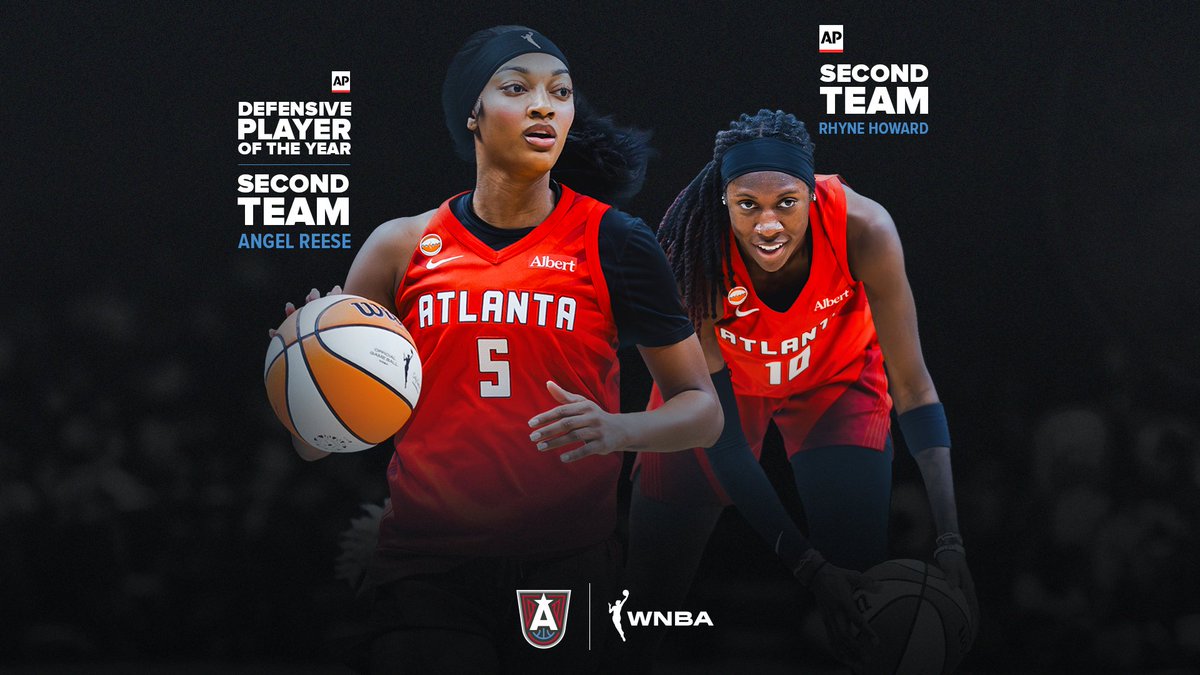 ATLDreamPR's tweet photo. Press Release: ANGEL REESE NAMED AP DEFENSIVE PLAYER OF THE YEAR; REESE AND RHYNE HOWARD EARN ALL-AP HONORS
Reese becomes first player in franchise history to earn AP Defensive Player of the Year; Reese and Howard become first Dream teammates named to an AP All Team in the same season

Read More: https://t.co/cYUBC18stK