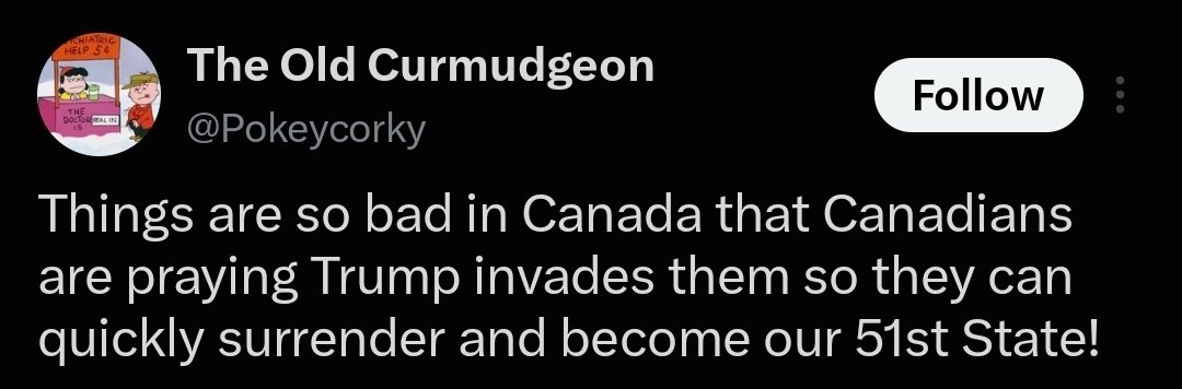 SilentSnow89's tweet photo. Canadian here.

No.

We're not.

We don't want conflict of any kind with the US.

But we won't surrender if attacked. https://t.co/r8akX2x9AE