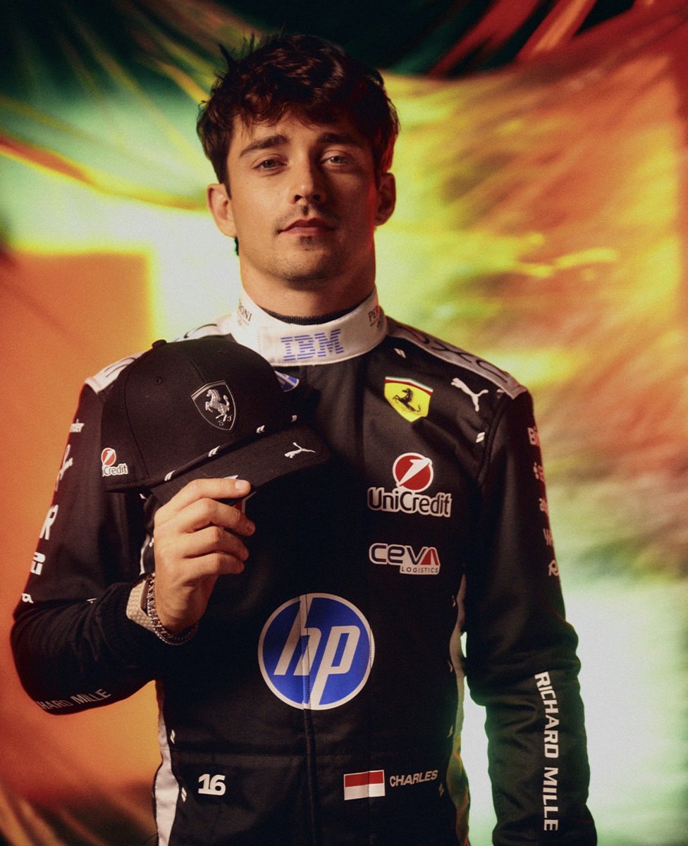c1eclerc's tweet photo. the cap matches your special suit perfectly charles leclerc you need this so bad https://t.co/JYBZQy0wsI