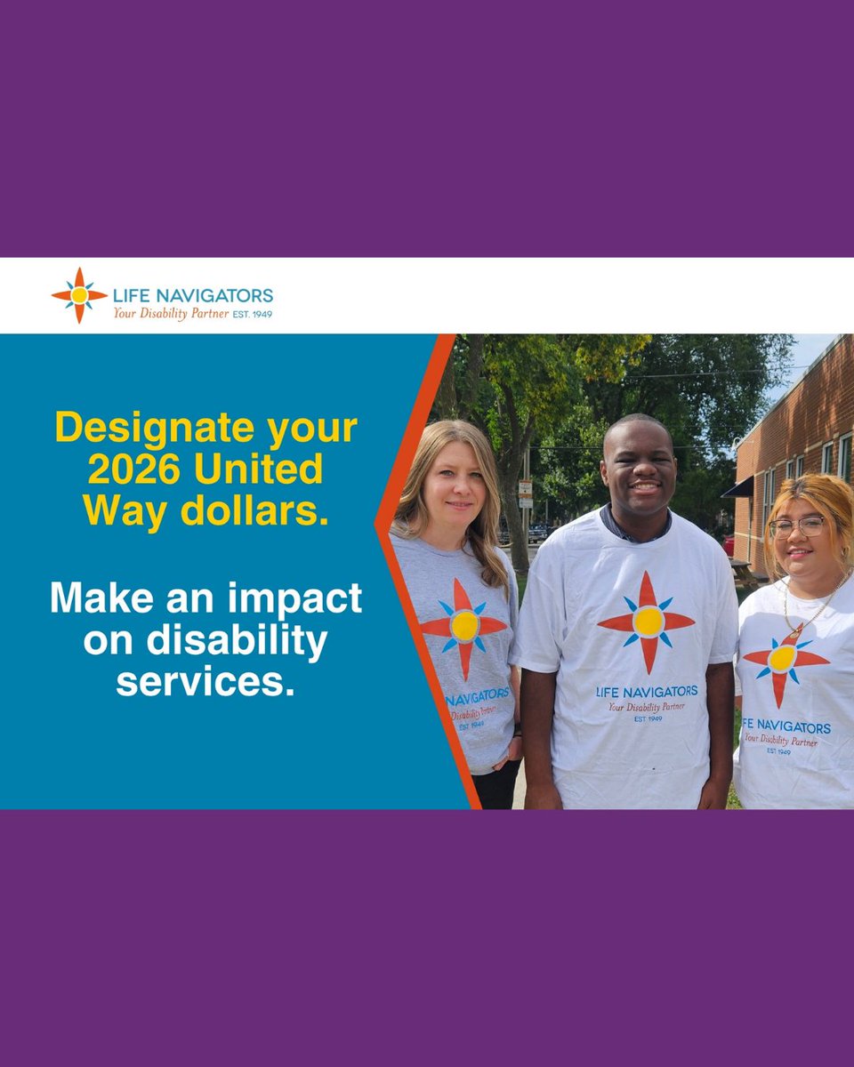 LifeNavOrg's tweet photo. United Way season has officially kicked off, and you can designate your United Way Dollars to Life Navigators! Search for us through your company’s eWay online portal to designate and make an impact on individuals with disabilities today! https://t.co/OtnNQ9tbmz
